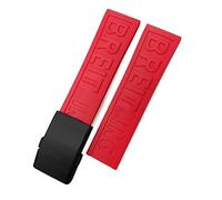 JZWCHQ Fascia d'oro di Gomma 22mm 24mm per superocean Heritage Avenger Challenger Intrecciato Intrecciato in Silicone Cinghia di Orologio Morbido/Lettere d'Argento rosso/24mm