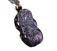 JZWCHQ Feng Shui Fortunato Tre Monete pixiu ricchezza Naturale Oro ossidiano Nero obossidiano Collana Protezione Protezione Talisman prosperità Moneta buona Fortuna