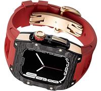 JZWCHQ Fibra di carbonio premium+custodia in lega di titanio anelli di elastico per 8/7 45 mm, telaio in metallo Fluororber con fibbia in acciaio inossidabile cinghia per orologio 6 44 mm Accessori