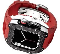 JZWCHQ Fibra di carbonio premium+custodia in lega di titanio anelli di elastico per 8/7 45 mm, telaio in metallo Fluororber con fibbia in acciaio inossidabile cinghia per orologio 6 44 mm Accessori