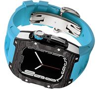 JZWCHQ Fibra di carbonio premium+custodia in lega di titanio anelli di elastico per 8/7 45 mm, telaio in metallo Fluororber con fibbia in acciaio inossidabile cinghia per orologio 6 44 mm Accessori