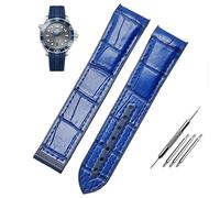 JZWCHQ Fine curva impermeabile Cinta di orologio in silicone in pelle vera in pelle per Omega Seamaster 007 Bracciale da polso con fibbia pieghevole