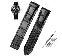 JZWCHQ Fine curva impermeabile Cinta di orologio in silicone in pelle vera in pelle per Omega Seamaster 007 Bracciale da polso con fibbia pieghevole