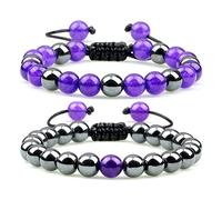 JZWCHQ Gioielli 2 pezzi di tigre di ematite perle di tigre braccialetti fatti a mano uomini regolabili per la protezione della salute s a coppia braccialetti gioielli