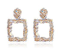 JZWCHQ Gioielli Donne Orecchini d'Argento, Grandi Orecchini a Perno di Cristallo Completo Geometrico Vintage Verve Rosso Bianco Orecchini di Cristallo Nero Blu per Donne per Le Donne Regali di