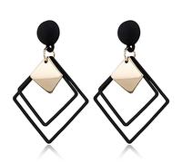 JZWCHQ Gioielli Donne Orecchini d'Argento, Orecchini a Goccia Rotonda Nera per Le Donne svuotano la Boemia della Corea di Grandi Orecchini di Grande affermazione Moderni gonifase della Moda