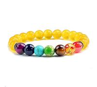 JZWCHQ Gioielli in pietra naturale tigre occhio 7 chakra braccialetti e braccialetti yoga bilancia perle preghiera bracciale elastico uomo gioielli