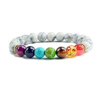 JZWCHQ Gioielli in pietra naturale tigre occhio 7 chakra braccialetti e braccialetti yoga bilancia perle preghiera bracciale elastico uomo gioielli