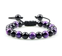 JZWCHQ Gioielli naturali Nero Obsidiano Bracciale in perline Bracciale Tiger Eye Stone Bracciale per gatto Eye Yoga Essenziale Olio Elastico Banghi Giochi Regali