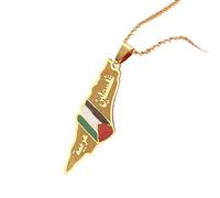 JZWCHQ Gioielli Nuovo Arrivo 2025 Arabo ed ebraico Israel Palestina Mappa delle collane a Ciondolo Donne Regali israeliani con i Tuoi Accessori Regalo Creativo alla Moda