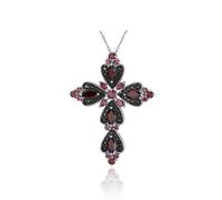 JZWCHQ Gioielli Sterling Silver Cross for Women Natural Opal & Tourmaline Gemstone Chain con Ciondolo con Regali Autentici a Catena da 18 "per Donne, Argento Sterling, Creato Gioielli topazi
