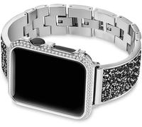 JZWCHQ Guarda Calza Diamond+Canda cinturino 44MM 40mm 38mm 42mm Coperchio IWatch Series 5 4 3 2 1 Bracciale in acciaio inossidabile Women 0000 (colore: argento, dimensione: 40mm)