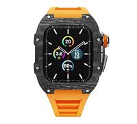 JZWCHQ Kit di modifica del lusso Custodia in fibra di carbonio per banda 45mm 44 mm in gomma+cinghia metallica per iwatch Series7 SE 6 5 4 Copertura fai da te