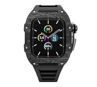 JZWCHQ Kit di modifica del lusso Custodia in fibra di carbonio per banda 45mm 44 mm in gomma+cinghia metallica per iwatch Series7 SE 6 5 4 Copertura fai da te