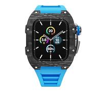 JZWCHQ Kit di modifica del lusso Custodia in fibra di carbonio per banda 45mm 44 mm in gomma+cinghia metallica per iwatch Series7 SE 6 5 4 Copertura fai da te
