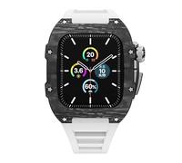 JZWCHQ Kit di modifica del lusso Custodia in fibra di carbonio per banda 45mm 44 mm in gomma+cinghia metallica per iwatch Series7 SE 6 5 4 Copertura fai da te