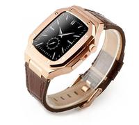 JZWCHQ Kit di modifica del lusso Custodia in metallo+Correa in pelle per banda 44mm 45mm Bracciale di guardia per iwatch7 6 SE 45mm cinghie