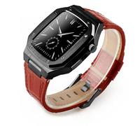 JZWCHQ Kit di modifica del lusso Custodia in metallo+Correa in pelle per banda 44mm 45mm Bracciale di guardia per iwatch7 6 SE 45mm cinghie