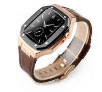 JZWCHQ Kit di modifica del lusso Custodia in metallo+Correa in pelle per banda 44mm 45mm Bracciale di guardia per iwatch7 6 SE 45mm cinghie