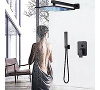 JZWCHQ Kit doccia, set rubinetto doccia sistema nero a parete soffione a pioggia W/valvola a 2 vie rubinetto di miscelazione acqua calda e fredda - 10 pollici