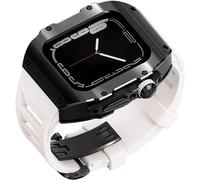JZWCHQ Kit MOD BANDAD CASA BANDA CASO DI ACCIAIO AUSCIALE , per la serie 9 8 7 6 5 4 SE Sostituzione , Class di cinghie della custodia da uomo per iwatch Serie 45 mm 44 mm Accessori