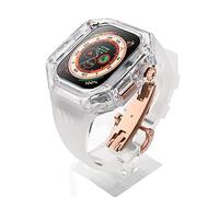 JZWCHQ Kit MOD CASO TRASPARENTO ORGHIO ， per 49 mm ， fascia d'orologio fluororubber ， per iwatch 8 serie Ultra 49mm Silicone Sport Watch cinghia