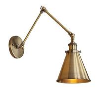 JZWCHQ Lampada da Parete Vintage Classica Classica Braccio oscillante nostalgico Parete Finitura Ottone Ottone Regolabile Cono sconde Industriale Illuminazione montata per Il Soggiorno Camera da