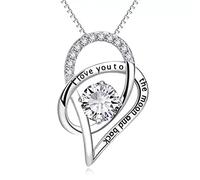 JZWCHQ lampadario Luna e Gioielli Sterling alla Schiena Amore per Il Cuore Collana a Ciondolo per Donne * 16mm Luce