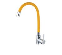 JZWCHQ Lavandino cucine Cucina Bagno, Ottone Cromato Nero Cucina lavello Rubinetto in Gomma Flessibile in Gomma Calda Mixer di Acqua Fredda Rotazione Cucina Cucina/Giallo