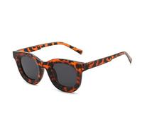 JZWCHQ Moda popolare Rotonda Donne Colorate Occhiali Da Sole Retro Tendenza Jelly Colore Eyewear Shades UV400 Uomini Occhiali Da Sole, Grigio leopardato, Taglia unica