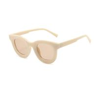 JZWCHQ Moda popolare Rotonda Donne Colorate Occhiali Da Sole Retro Tendenza Jelly Colore Eyewear Shades UV400 Uomini Occhiali Da Sole, Beige Champagne, Taglia unica