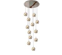 JZWCHQ Moderno Grande Scale di Grandi Dimensioni, 8/10/12/15/18-luci a LED CHANERS per Villa, Base in Acciaio Inossidabile a Sfera di Vetro Grigio fumoso, Moderna Illuminazione a Sospensione per
