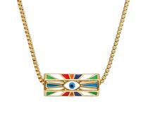 JZWCHQ Necca oculare malvagia Piena d'oro 14k per Uomini e Donne, Olio per Occhio Fortunato Colorful Evil Evil Eye Calcotta a Sospensione, Collana a Catena Delicata, Collana di bulbo oculare,