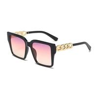 JZWCHQ Nuovi occhiali da sole di lusso 2025 delle donne di modo quadrato oversize occhiali da sole per le signore blu rosa sfumato occhiali da sole, Tricolore nero, Taglia unica