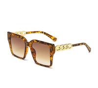 JZWCHQ Nuovi occhiali da sole di lusso 2025 delle donne di modo quadrato oversize occhiali da sole per le signore blu rosa sfumato occhiali da sole, Leopard, Taglia unica