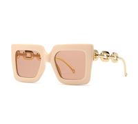 JZWCHQ Nuovi occhiali da sole quadrati da donna di moda 2025 per le signore occhiali da sole moderni di lusso occhiali da sole vintage catena in metallo occhiali da sole, Beige, Taglia unica
