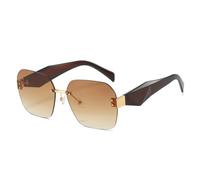 JZWCHQ Nuovi occhiali da sole senza montatura di moda 2025 per le donne di lusso senza cornice occhiali da sole vintage rombico specchio gamba occhiali, Marrone, Taglia unica