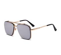 JZWCHQ Nuovo 2025 2024 Moda Uomini Cool Occhiali da Guida Occhiali da Sole Gradiente Marrone Occhiali Da Sole Vintage Occhiali Da Sole, Argento, Taglia unica