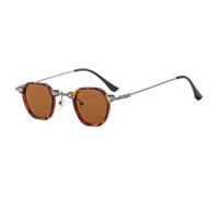 JZWCHQ Nuovo 2025 Kleine quadratische Sonnenbrille zum Fahren, Sonnenbrille für Damen und Herren, Metallrahmen, UV400-Schutz, C6 Demi-tee, Taglia unica