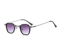 JZWCHQ Nuovo 2025 Kleine quadratische Sonnenbrille zum Fahren, Sonnenbrille für Damen und Herren, Metallrahmen, UV400-Schutz, C10 Schwarz Doppelgrau, Taglia unica