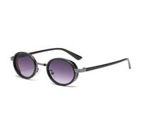 JZWCHQ Nuovo 2025 Ovale Punk Occhiali Da Sole Delle Donne Montatura In Metallo Occhiali Da Sole Per Gli Uomini Classico Vintage Steampunk Eyewear Shades UV400, Grigio canna di fucile., Taglia unica