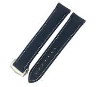 JZWCHQ Nylon Watchband 19mm 20mm 21mm per Omega Seamaster Diver 300 AT150 Planet Ocean Curved End Blue Canvas Tessuto Tessuto cinghia