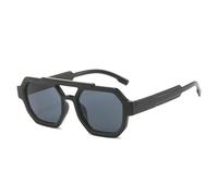 JZWCHQ Occhiali da sole alla moda a doppio ponte per le donne occhiali da sole quadrati poligono retrò blu viola da uomo sfumature UV400 occhiali da sole, Nero , Taglia unica