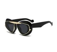 JZWCHQ Occhiali da sole oversize alla moda da donna con lenti uniche retrò occhiali da sole UV400 da uomo punk Jelly Tea occhiali da sole, Nero grigio, Taglia unica