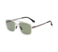JZWCHQ Occhiali da sole quadrati da donna con doppi ponti retrò UV400, Verde Scuro, Taglia unica