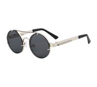 JZWCHQ Occhiali da Sole Rossi Steampunk Vintage Uomo Rotondo in Lega Punk in Metallo Occhiali Colorati retrò Donne tonalità in Stile Gotico