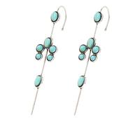 JZWCHQ Orecchini a Gancio Crawler Involucri per Crawler per Donne per Donne in Argento Blu di Nascita Blu Fiore Lungo Bar per Piercing Polsini Boho Orecchini Bohémien Indiana di Bollywood Matrimonio