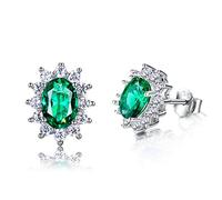 JZWCHQ Orecchini da Donna con Stallone con AAAAA Royal Blu Verde Chiaro spinello zircone Ovale 925 Orecchini a Fiocchi di Neve in Argento Sterling