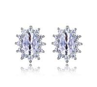 JZWCHQ Orecchini da Donna con Stallone con AAAAA Royal Blu Verde Chiaro spinello zircone Ovale 925 Orecchini a Fiocchi di Neve in Argento Sterling