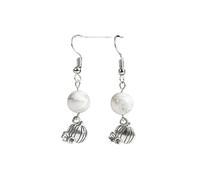 JZWCHQ Orecchini in pietra naturale femminile - Elegante e dolce ciondolo di zucca rotonda in pietra naturale da 8 mm, ciondolo in gemella cruda naturale fatta a mano